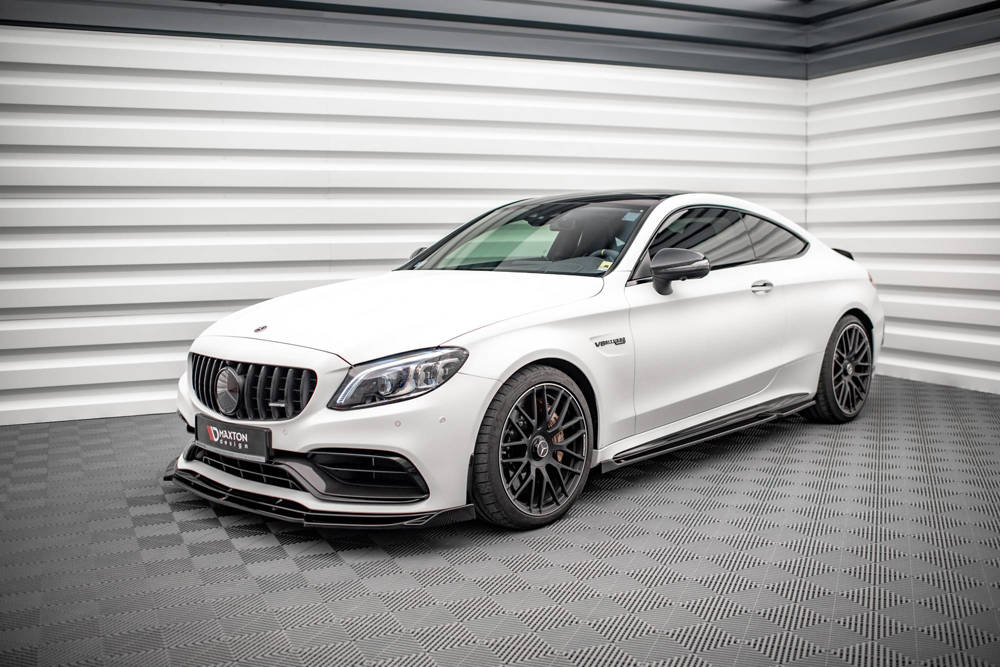 Zijskirts V.2 Mercedes AMG C63 Coupe W205 FL Maxton Glans Zwart