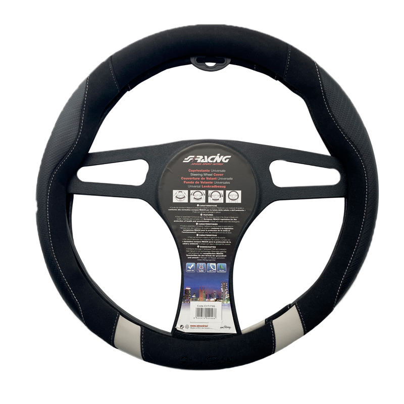 Simoni Racing Stuurwielhoes Good Vibe G - Zwart Eco-Leder/Microvezel/Carbon Look + Grijze Accenten - 37-39cm