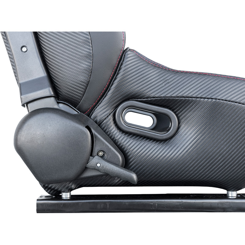 Simoni Racing Sportstoel Emerson - Zwart Eco-Leder - Links Verstelbaar - incl. Sledes