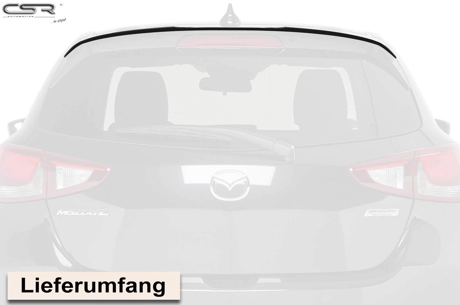 Achterspoiler Mazda 2 (Typ DJ) glans zwart