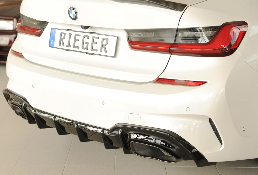 Diffuser BMW 3 Serie G20 M340i Rieger Glans Zwart voor Trekhaak