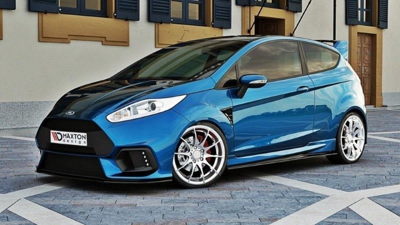 Voorspoiler (Focus RS Look Bumper) Ford Fiesta Mk7 FL  Glanzend Zwart