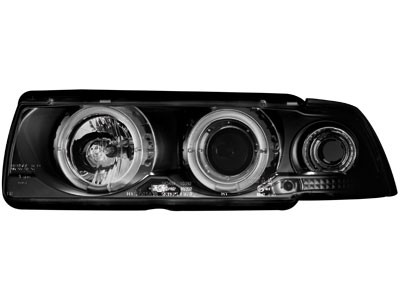 Faros BMW E36 limousine Angel Eyes negro