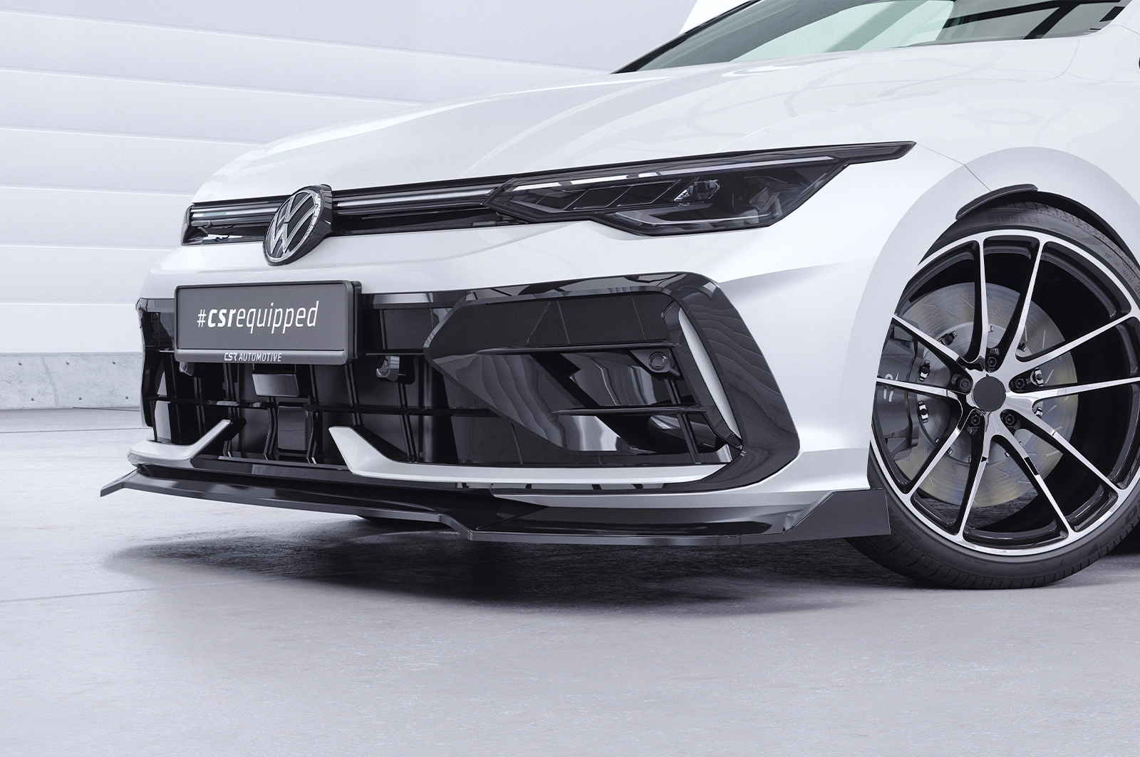 Voorspoiler VW Golf 8 R glans zwart