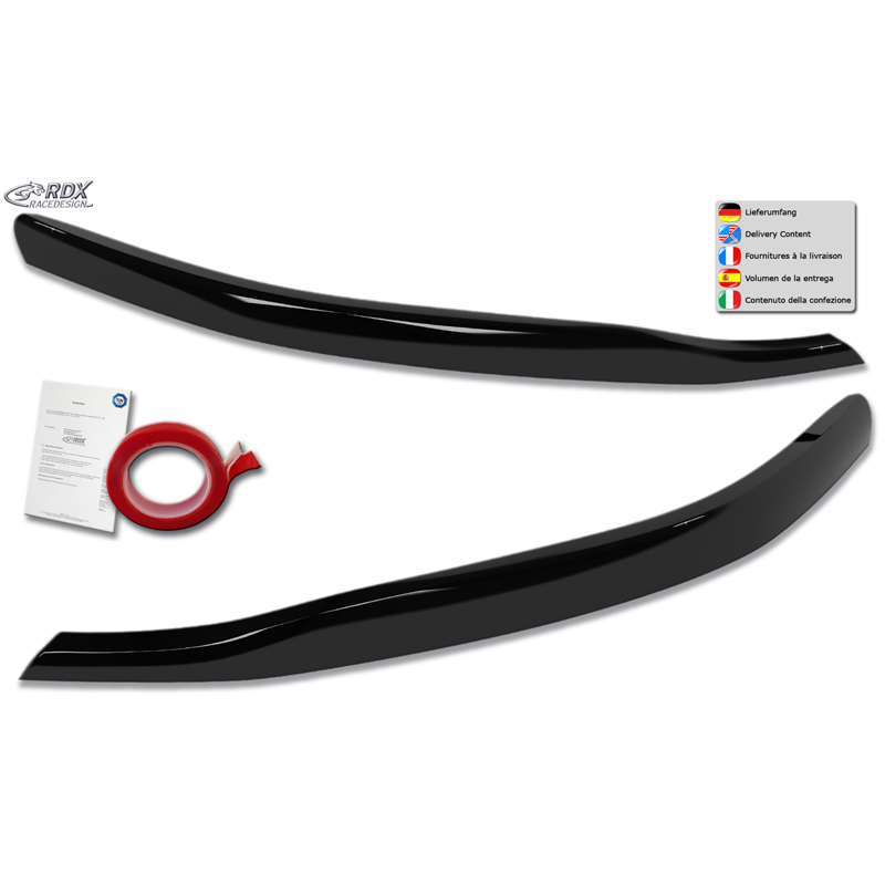 RDX Koplampspoilers  Ford Transit Custom & Tourneo Custom (V710) 2023- (met Halogeen) (ABS Glanzend Zwart)