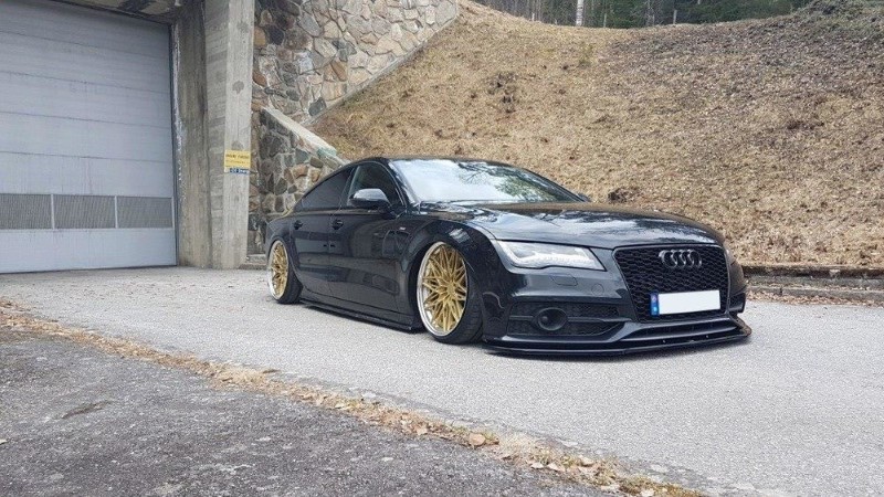 Voorspoiler V.2 Audi S7 / A7 S-Line C7 Glanzend Zwart