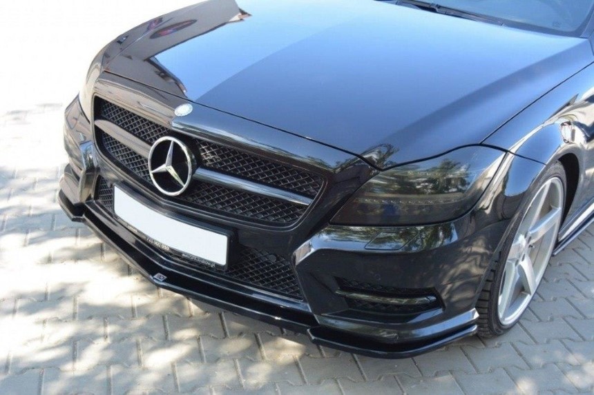 Voorspoiler Mercedes CLS W218 AMG-Line Maxton Design glans zwart