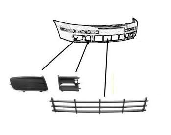 voorbumper grille, naast mistlamp, links Skoda Octavia, 2004-200