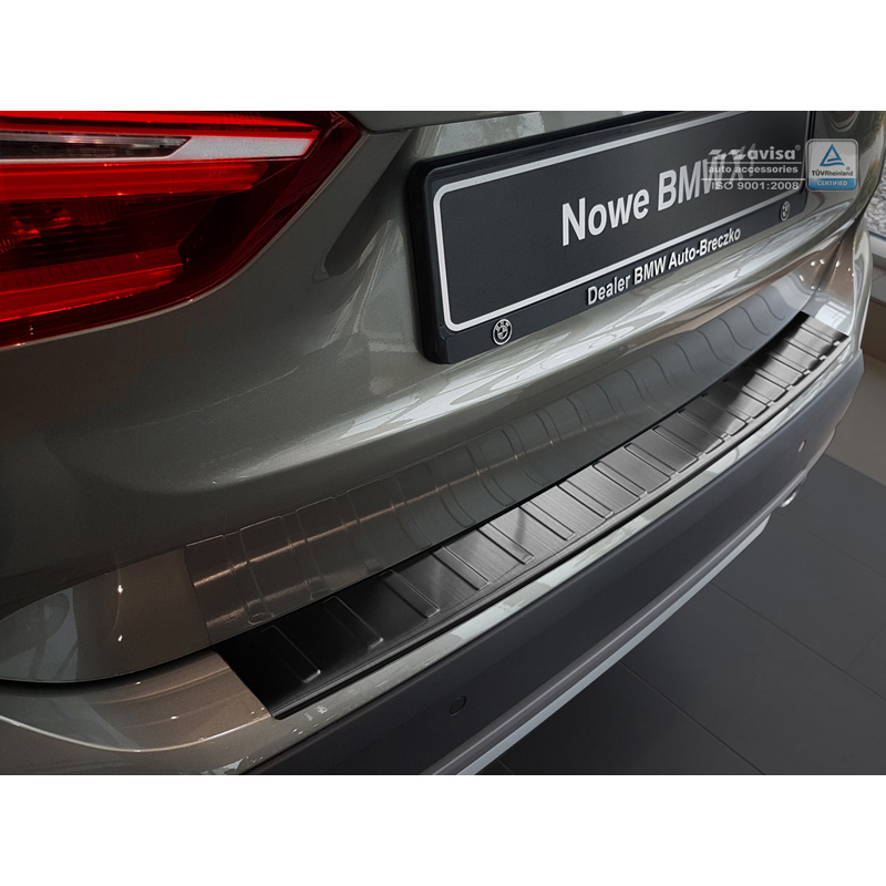 Zwart RVS Achterbumperprotector  BMW X1 E84 2012-2015 'Ribs' excl. M-Pakket