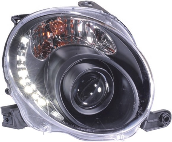 Headlights Fiat 500 07->> clear/black