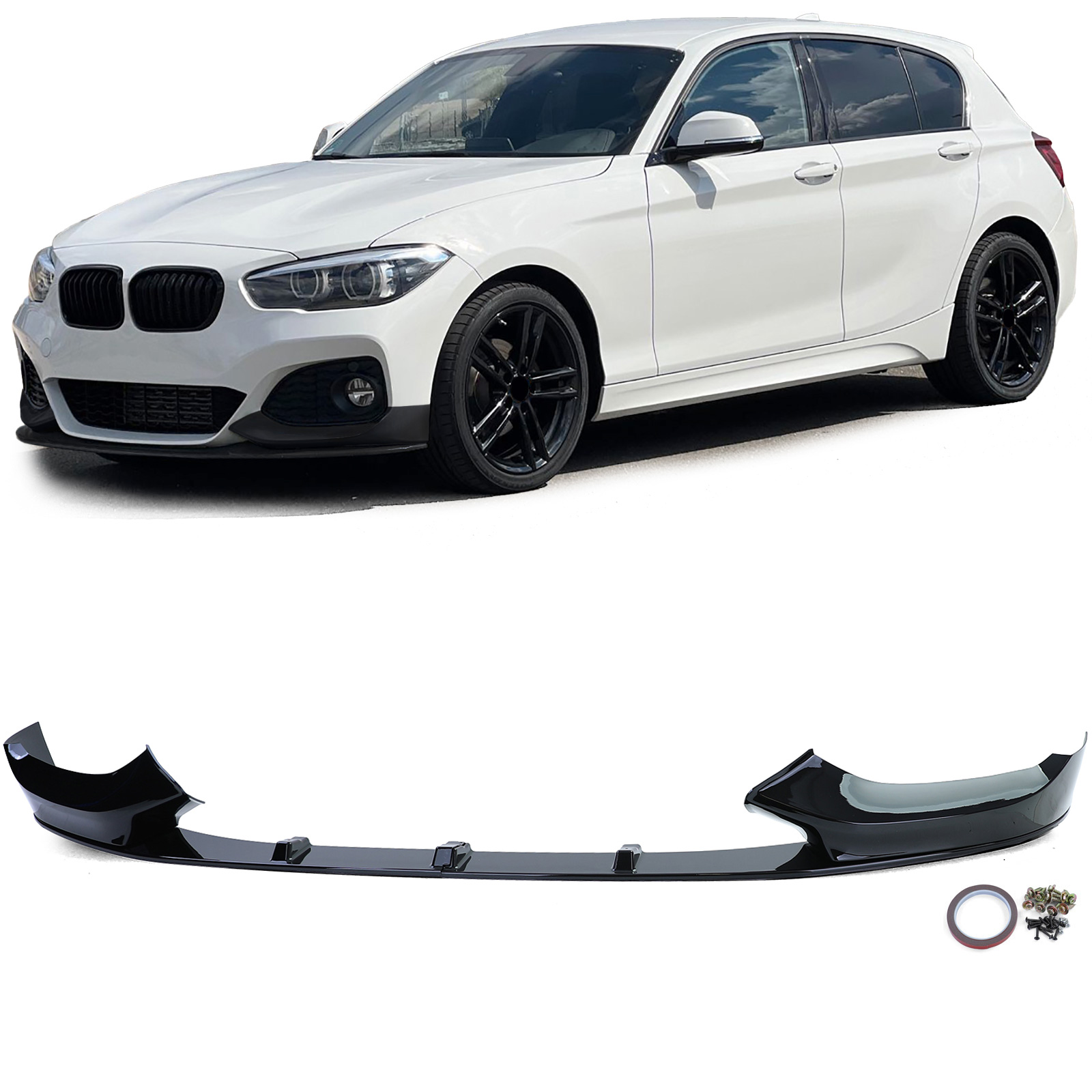 Voorspoiler BMW 1 Serie F21 F20 M Pakket 15-19 Glans Zwart