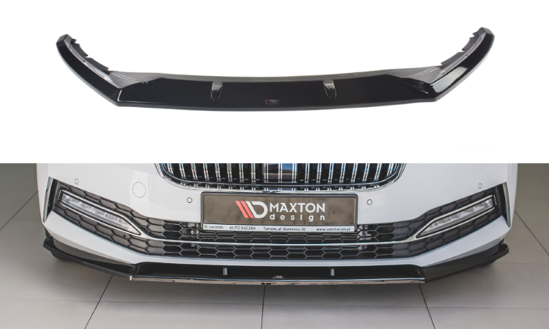Voorspoiler Skoda Superb 3 FL Maxton Design glans zwart V.2