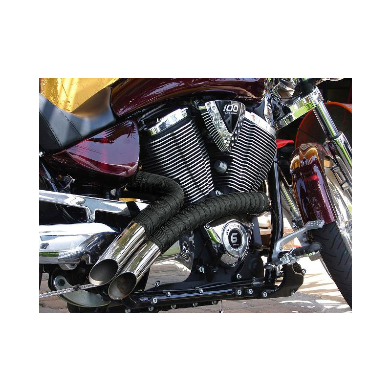 Simoni Racing Warmte-isolerende Uitlaat Wrap Kit 2 - 15m x 5cm + 6 klemmen < 550°C - Glasvezel