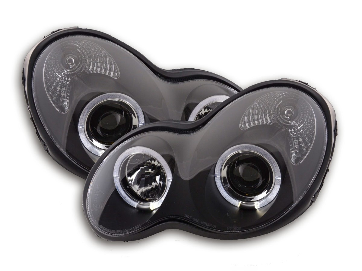 Headlights Mercedew C-Klasse W203 00-07 Angel Eyes black
