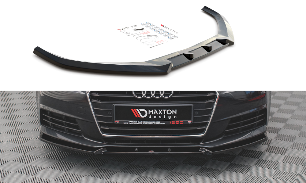 Voorspoiler V.1 Audi A4 B9 Maxton Glans Zwart
