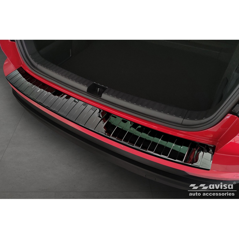 Zwart-Chroom RVS Achterbumperprotector  Skoda Karoq Facelift incl. Sportline 2022- 'Ribs'