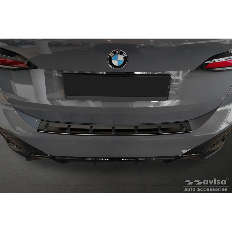 Zwart RVS Achterbumperprotector  BMW 2-Serie (U06) Active Tourer (incl. M-Pakket) 2021- 'STRONG EDITION'