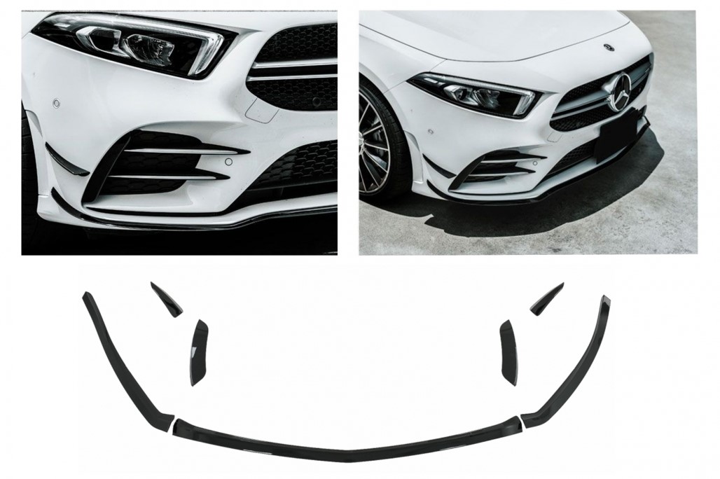 Voorspoilers Mercedes A Klasse W177 AMG Sport Line Glans Zwart