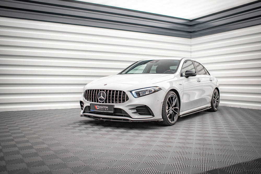 Voorspoiler V.4 Mercedes A Klasse W177 A35 AMG/AMG Line Glans Zwart
