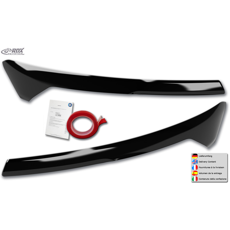 RDX Koplampspoilers  Ford Transit Courier & Tourneo Courier 2023- (zonder LED-richtingaanwijzers en DRL) (ABS Glanzend Zwart)