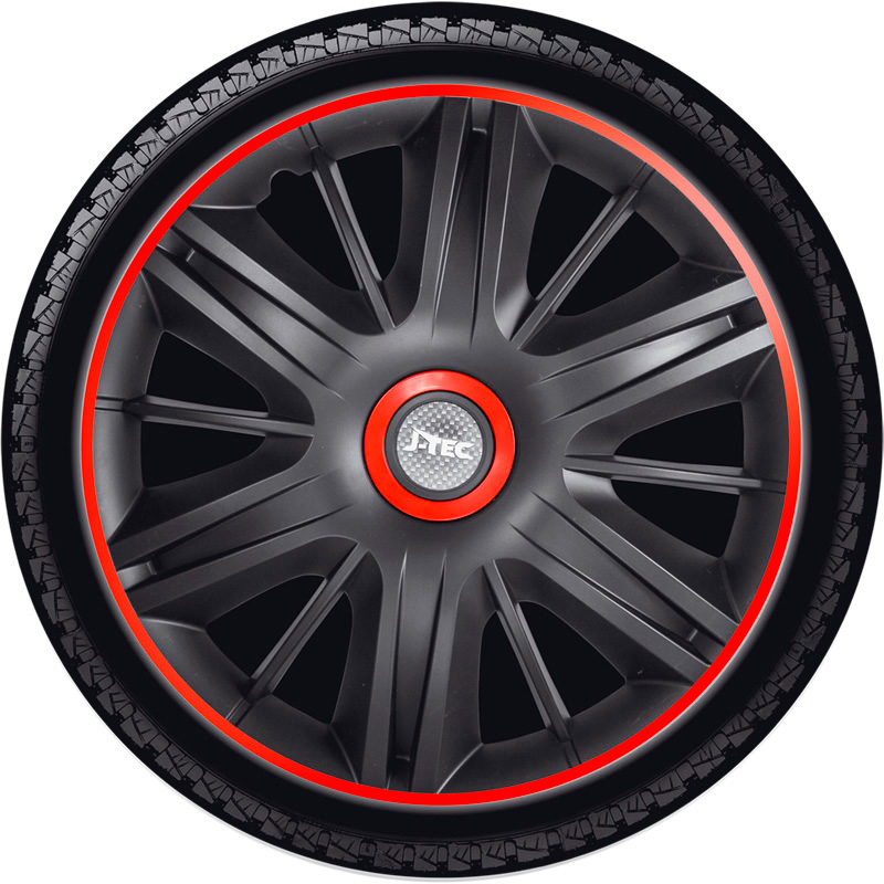 4-Delige J-Tec Wieldoppenset Maximus 16-inch zwart/rood