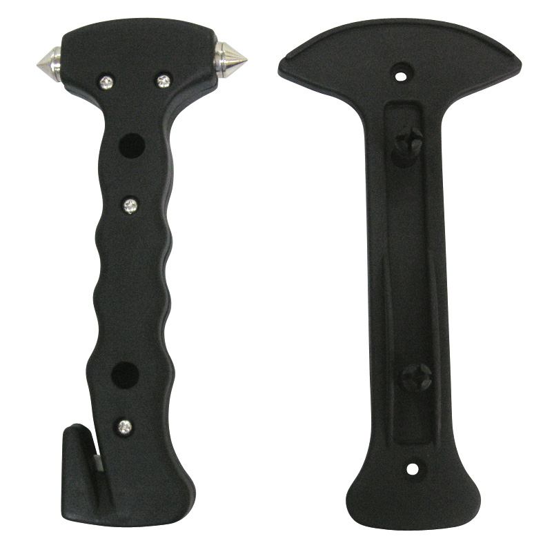 Emergency hammer Black with knife and holder