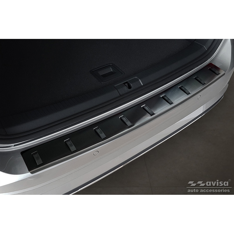 Zwart RVS Achterbumperprotector  Volkswagen Golf VII Variant Facelift 2017-2019 (incl. R-Line) 'STRONG EDITION'