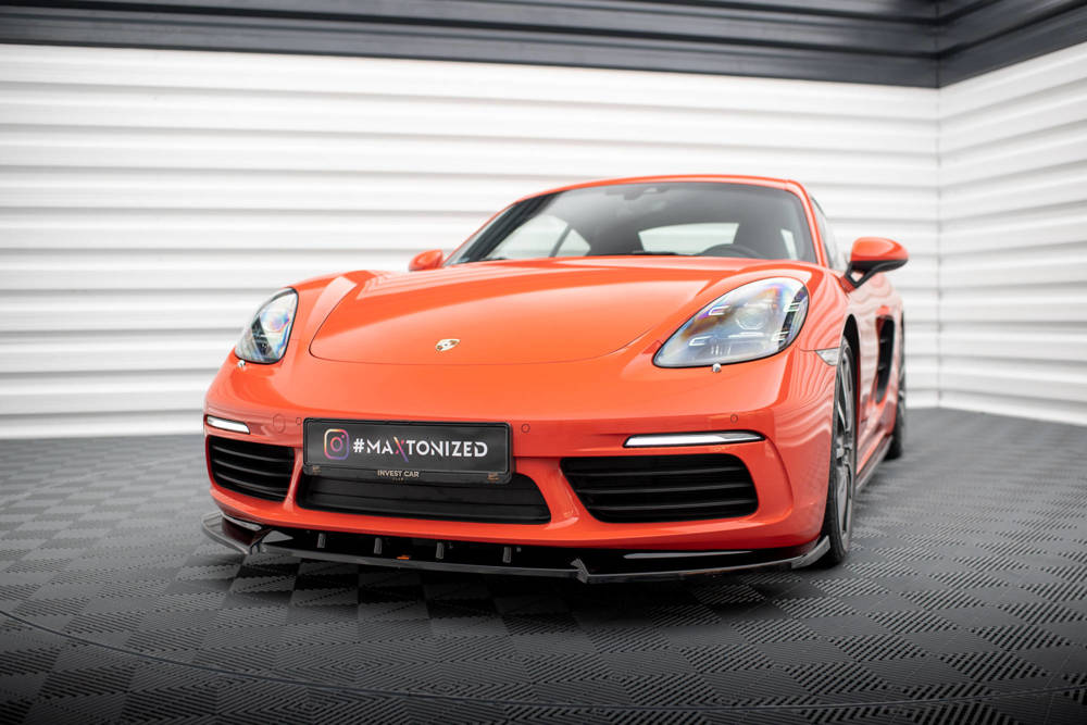 Voorspoiler V.1 Porsche 718 Cayman 982c Maxton Glans Zwart