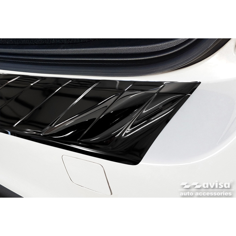 Zwart-Chroom RVS Achterbumperprotector  Volvo V70 Facelift 2013-2016 'Ribs'