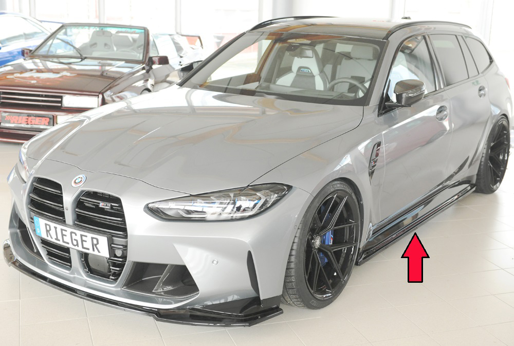 Zijskirts BMW 3-series G80 M3 (G234M): 03.2021 glans zwart