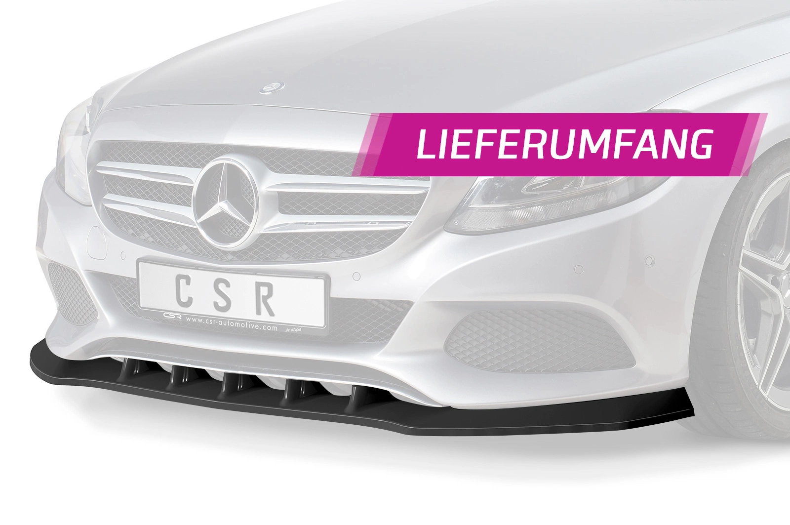 Voorspoiler Mercedes-Benz C-Klasse 205 glans zwart – 02/2014–04/2018 (pré-facelift)