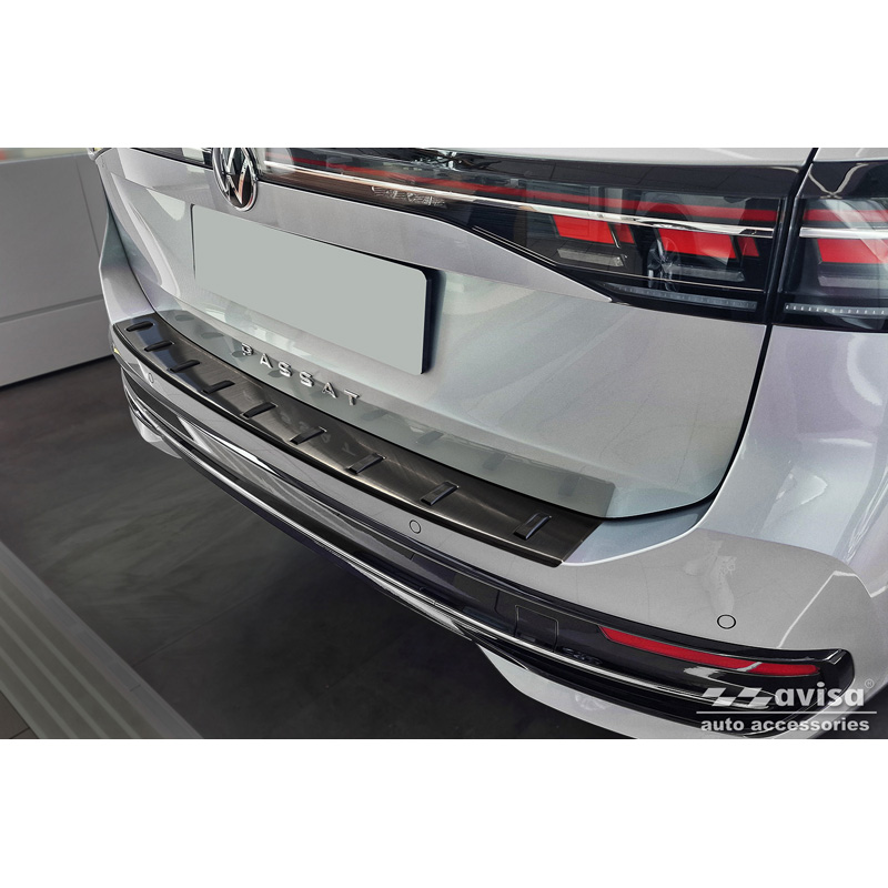 Zwart RVS Achterbumperprotector  Volkswagen Passat Variant (CJ5) incl. R-Line & Hybrid 2024- 'STRONG EDITION'