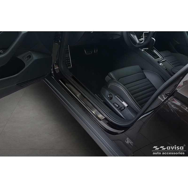 Zwart RVS Instaplijsten  Volkswagen Passat 3G Sedan/Variant 2014-2023 - 'Lines' - 4-delig