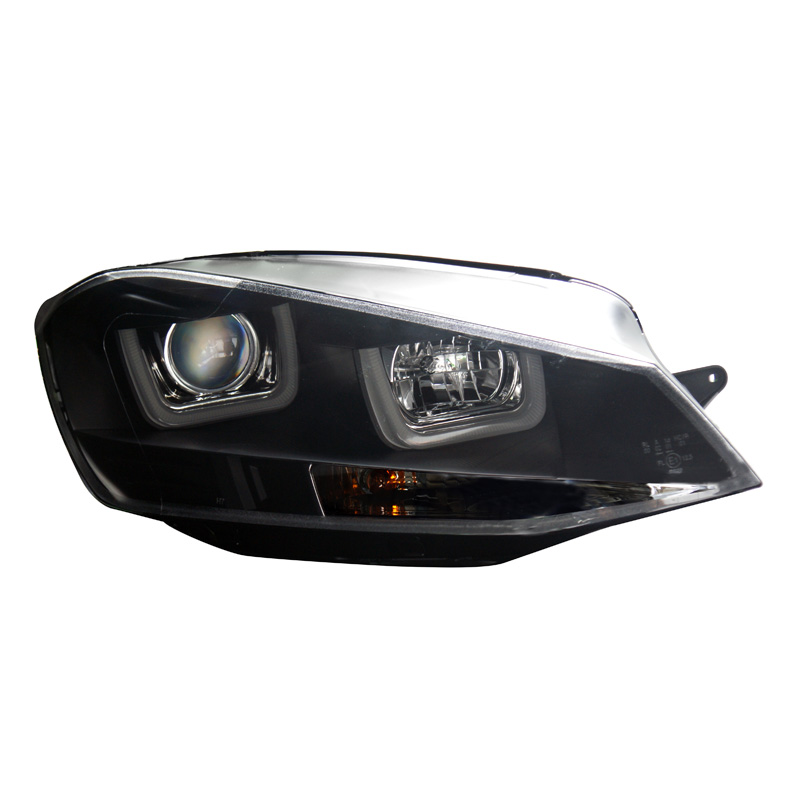 Set Koplampen incl. DRL 'Dual U'  Volkswagen Golf VII 2012-2017 - Zwart - incl. Stelmotor