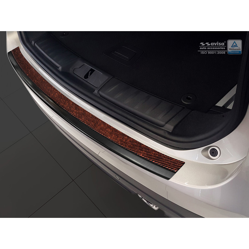 RVS Achterbumperprotector Deluxe Jaguar F-Pace 2016- Zwart/Rood