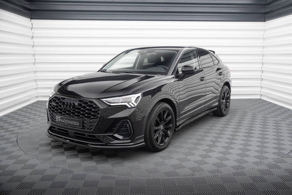 Voorspoiler V.1 Audi Q3 Sportback F3 Maxton Glans Zwart