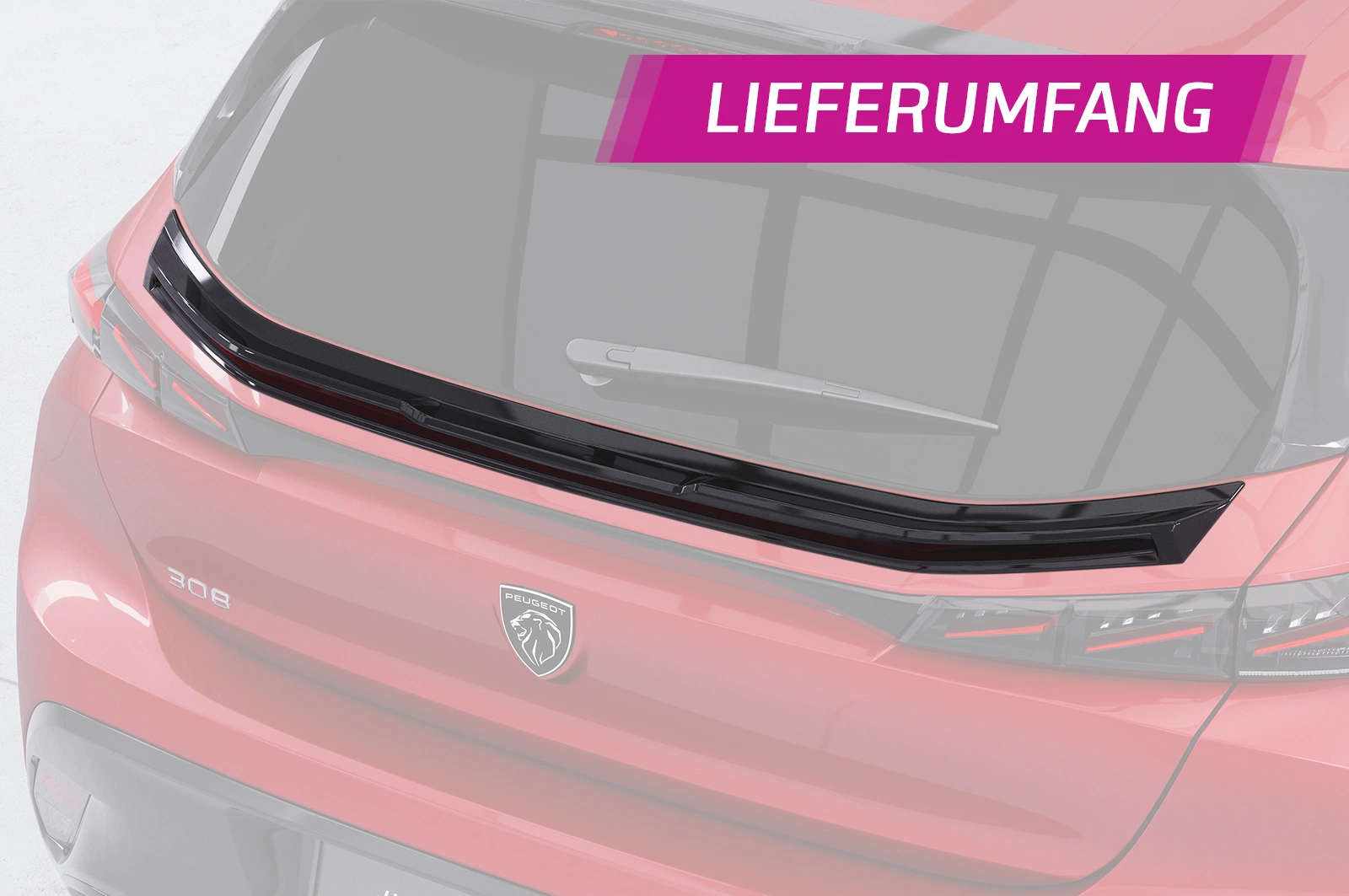 Achterspoiler Peugeot 308 (P51) glans zwart
