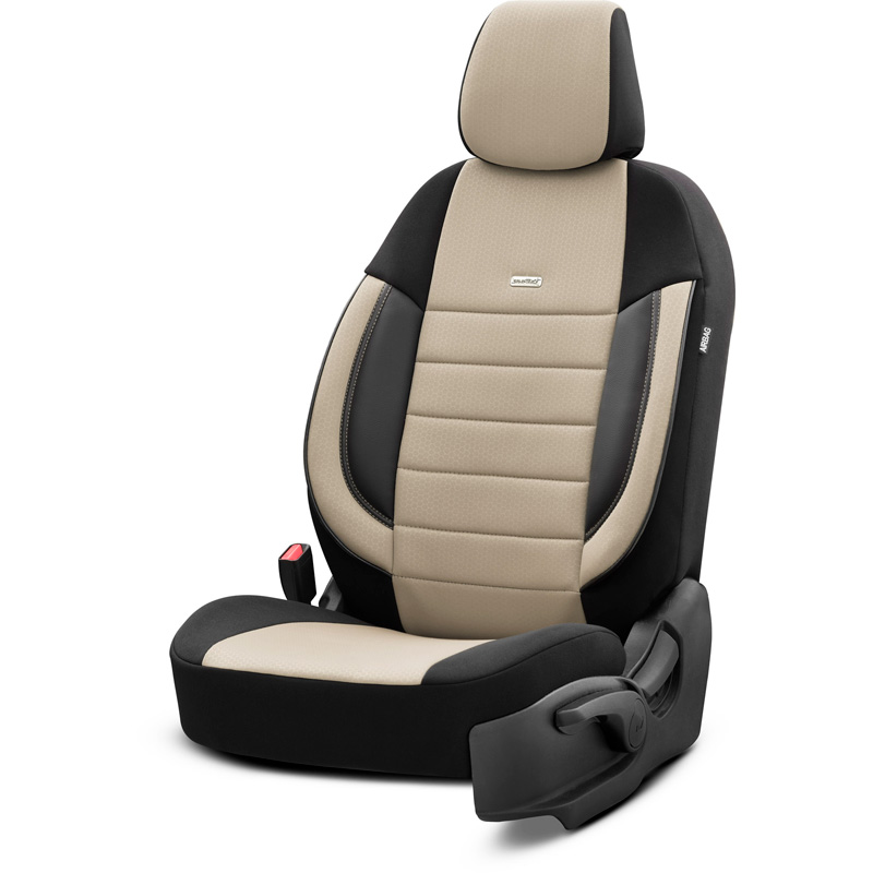 otoM Universele Stoffen Stoelhoezenset 'SelectedFit Pro' Zwart/Beige - 11-delig - geschikt voor Side-Airbags