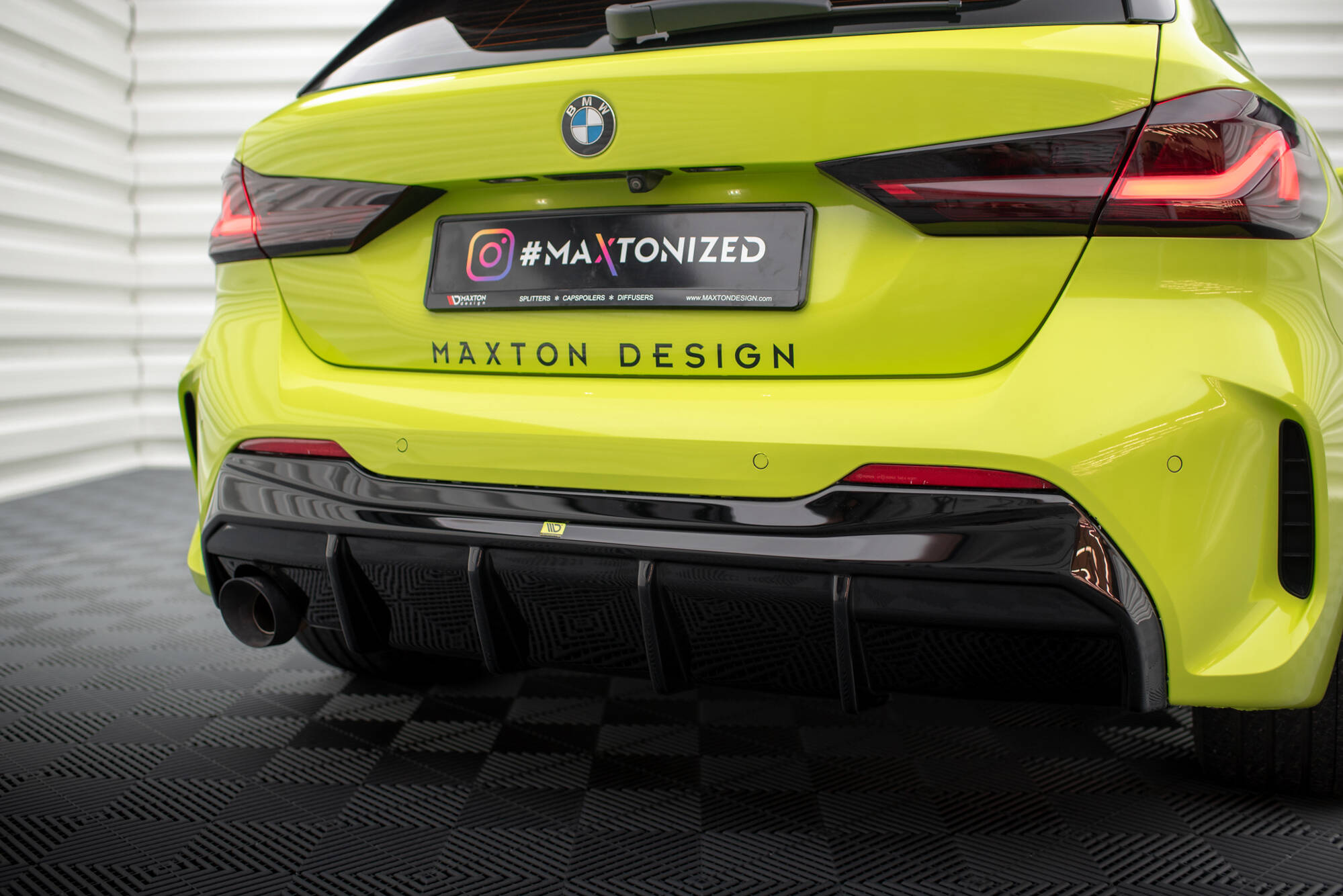 Achter Diffuser V.3 BMW 1 F40 M-Pack Maxton Glanzend zwart