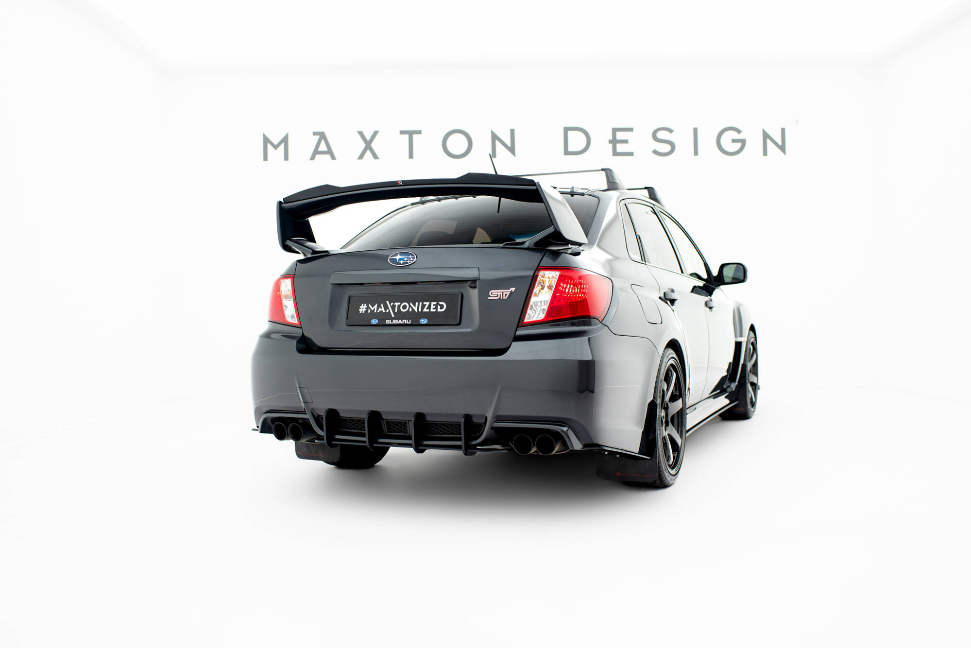 Street Pro Achterzij Spoilers Subaru Impreza WRX STI MK3 Facelift Maxton Glanzend zwart