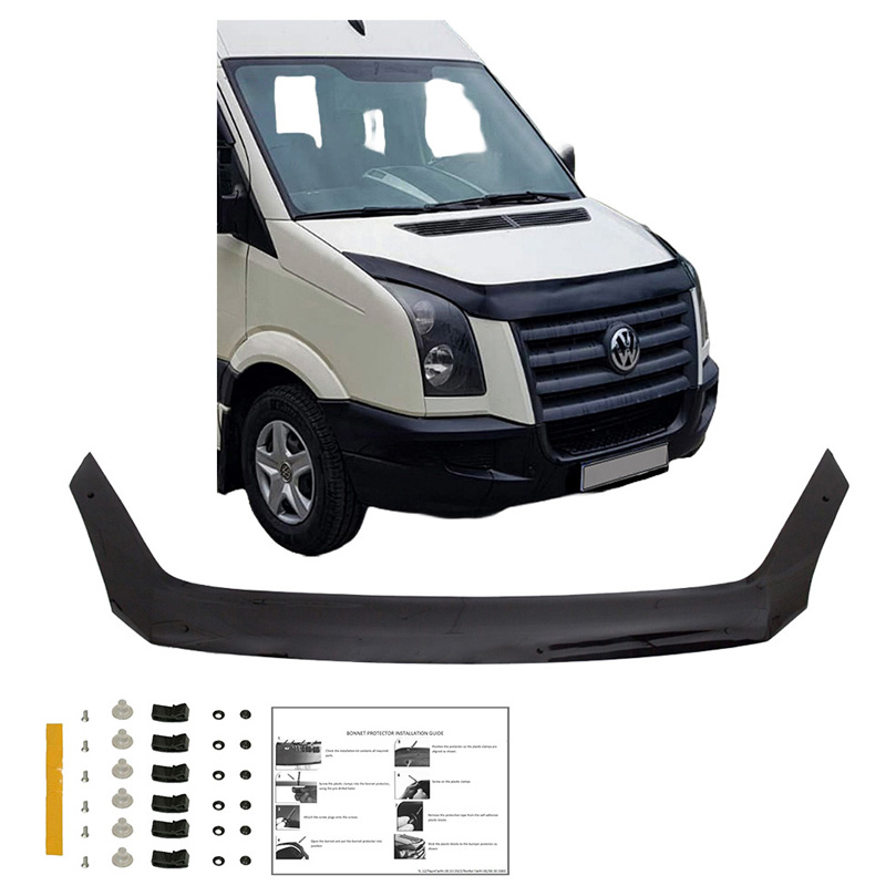 Motorkapbeschermer (steenslagcover)  Volkswagen Crafter MK1 & MK1 Facelift 2006-2016 - Glanzend zwart