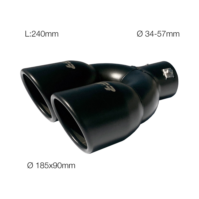 Simoni Racing Uitlaatsierstuk Dubbel Rond RVS - Zwart - Ø90xL240mm - Montage ->34-57mm