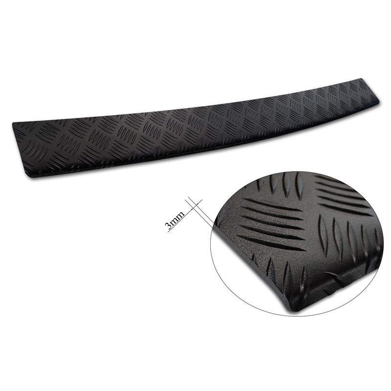 Matzwart Aluminium Achterbumperprotector  Citroën Space Tourer & Jumpy 2016- / Peugeot Traveller & Expert 2016- / Toyota Proace Verso 2016- / Opel Vivaro & Zafira Life 2019- (modellen met gespoten bovenzijde bumper) 'Riffled Plate'