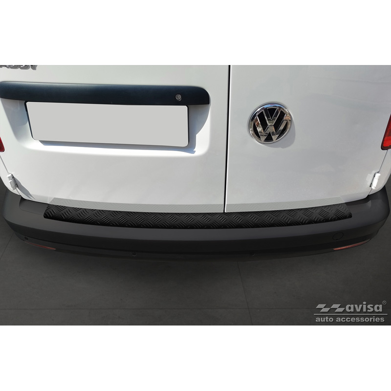 Matzwart Aluminium Achterbumperprotector  Volkswagen Caddy 2004-2015 & FL 2015-2020 'Riffled Plate'