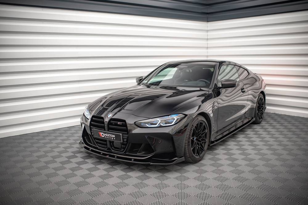 Voorspoiler V.3 BMW M4 G82 / M3 G80 / G81 Maxton Glans Zwart