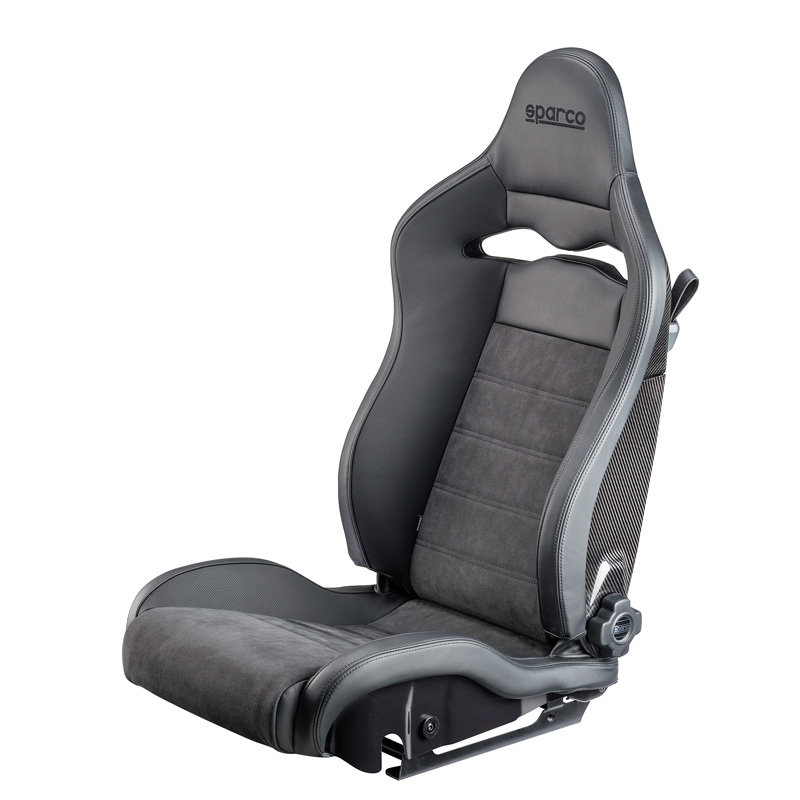 Sparco Sportstoel SPX DX - Bijrijdersversie (Rechts) - Zwart Leather/Alcantara + Carbon Rugleuning - Rechts Verstelbaar