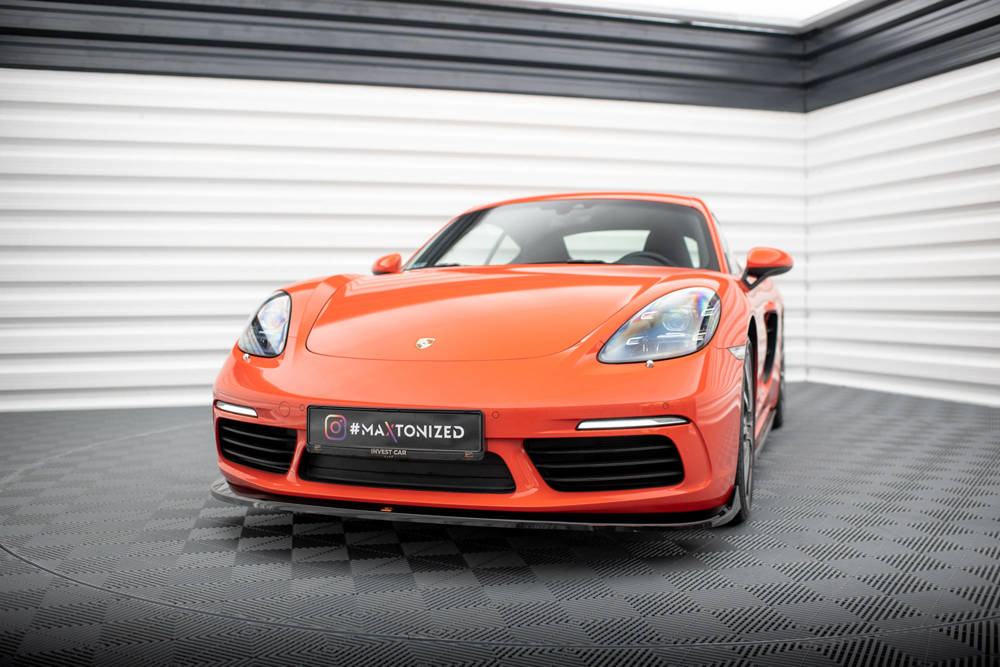 Voorspoiler V.2 Porsche 718 Cayman 982c Maxton Glans Zwart