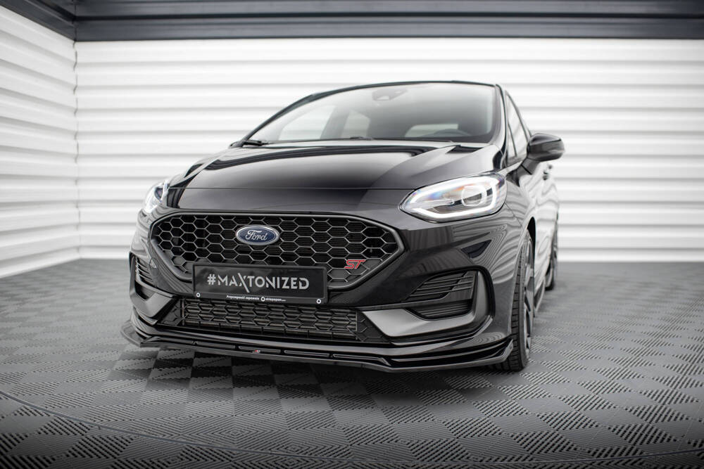 Voorspoiler V.4 Ford Fiesta ST / ST Line Mk8 FL Maxton Glans Zwart