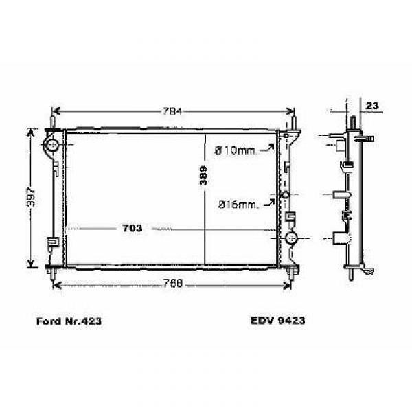 Radiator TRANSIT CONNECT 02->> 700x390x23 1.8D +AC