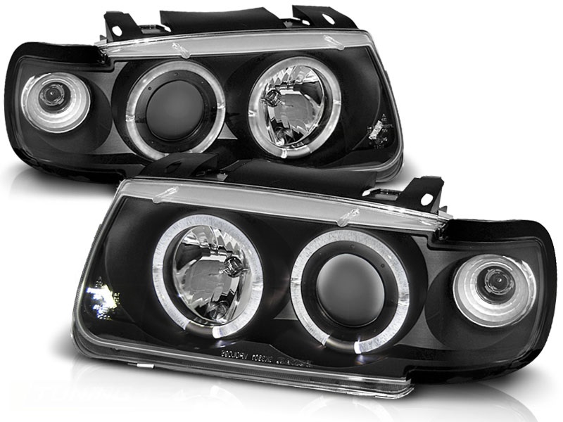 Faros VW Polo 6N 95-99 Black + Indicator/HaloRim